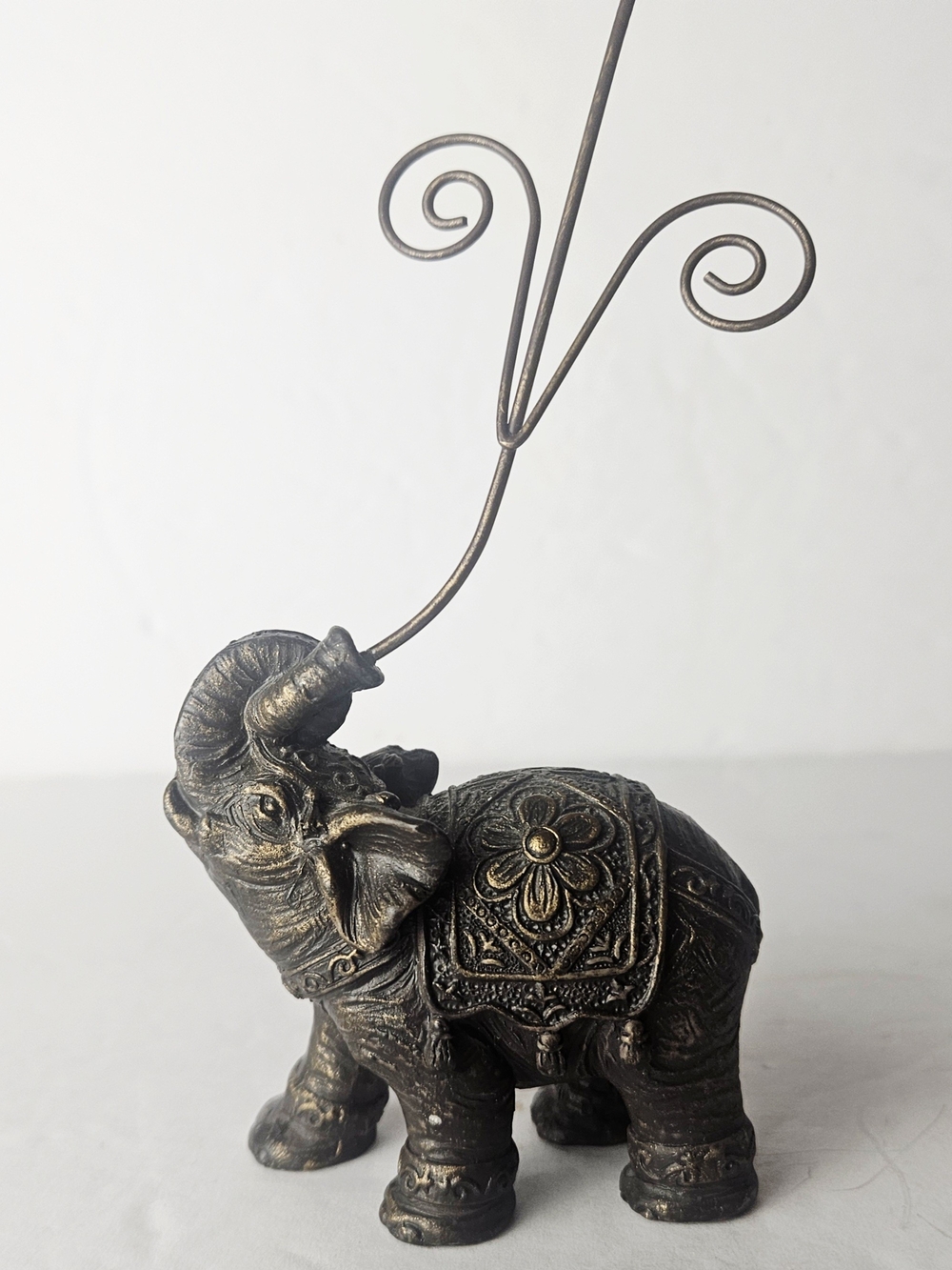 Antique Bronze Elephant Photo/Note Holder